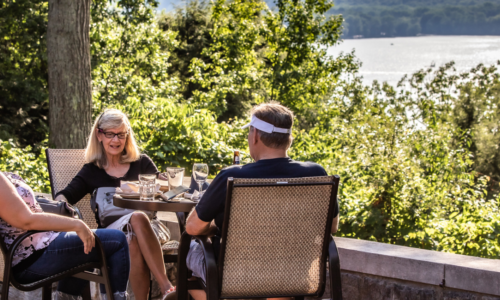 Friends dining outside