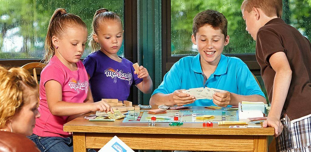 Kids playing a board game