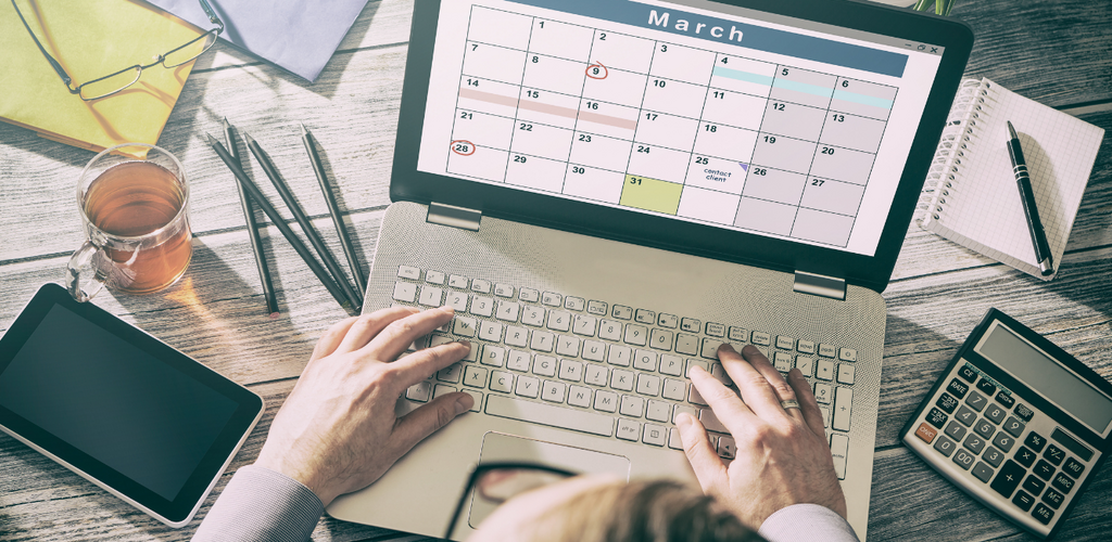 Laptop with a calendar open