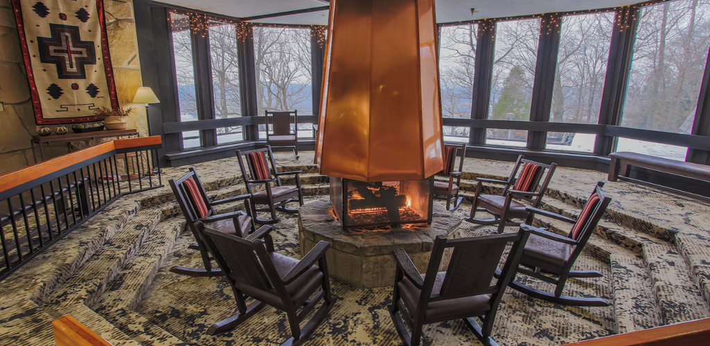 Chairs around a fire